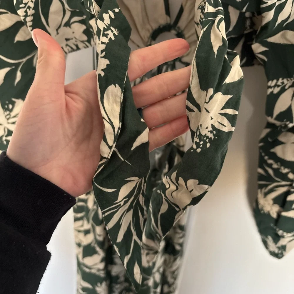 Abercrombie & Fitch Dark Green and Cream Floral Maxi Dress